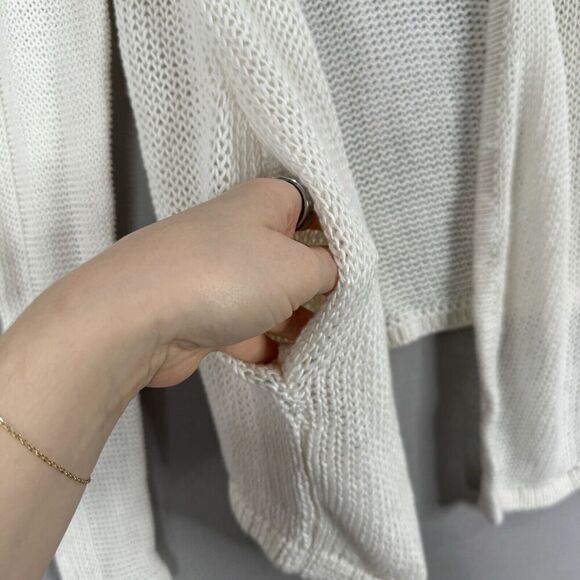 Helmut Lang Womens Sweater Small White 100% Linen Crochet Open Cardigan Beachy - Picture 2 of 10